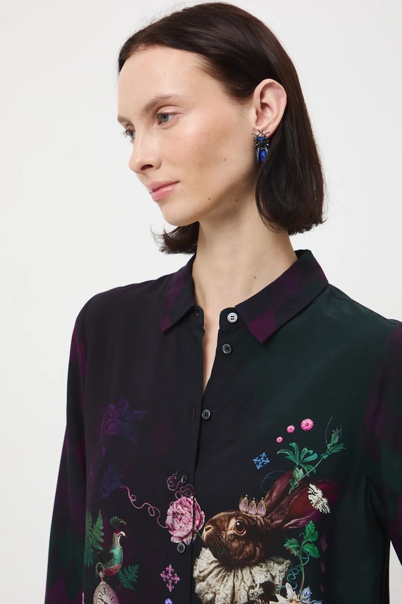 Koszula damska z wiskozy wzorzysta multicolor RW25-KDD902