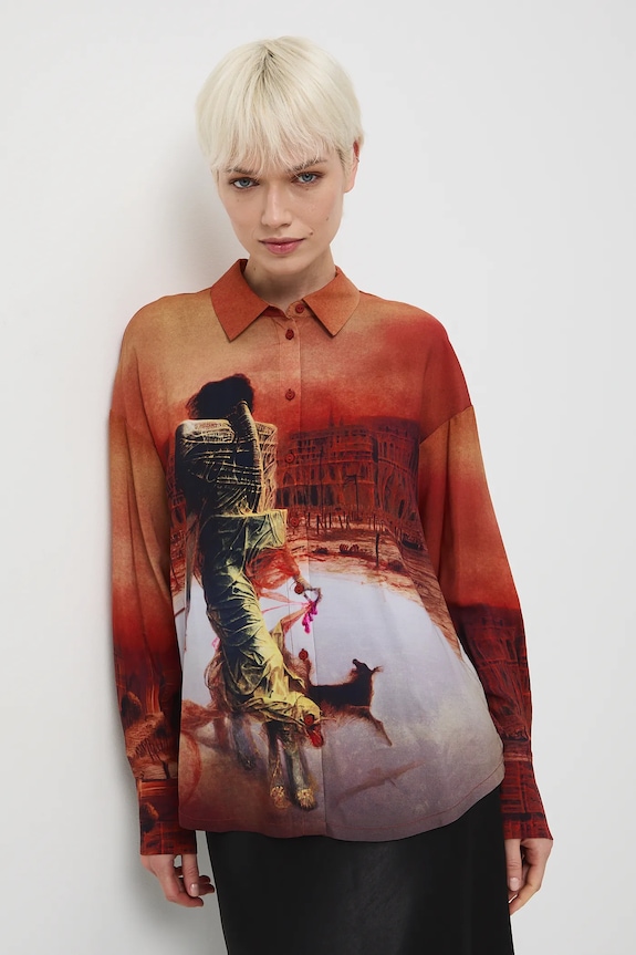 Košeľa z kolekcie Zdzisław Beksiński x Medicine casual hnedá RW25-KDDA51
