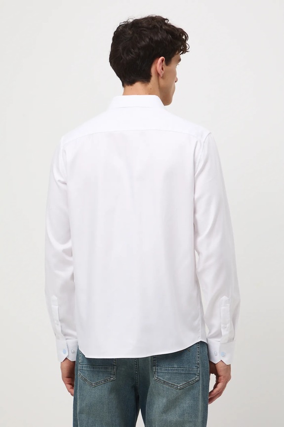 Odzież Koszula bawełniana męska z włoskim kołnierzykiem RW25-KDM030 biały