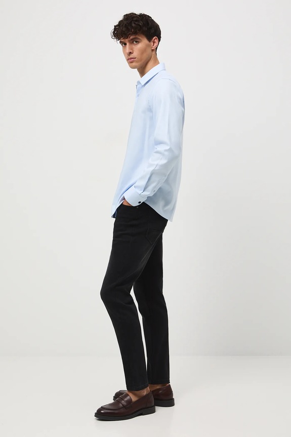 Medicine camicia in cotone semplice blu RW25-KDM030