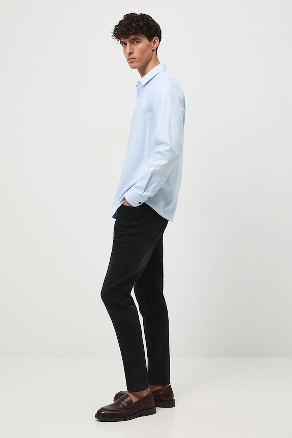 Medicine camicia in cotone semplice blu RW25-KDM030