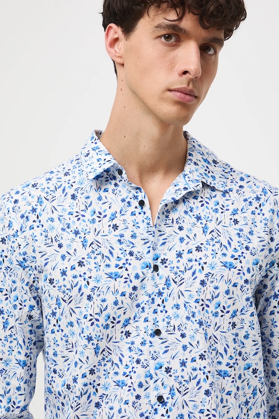 Koszula męska z kołnierzykiem klasycznym wzorzysta multicolor RW25-KDM034
