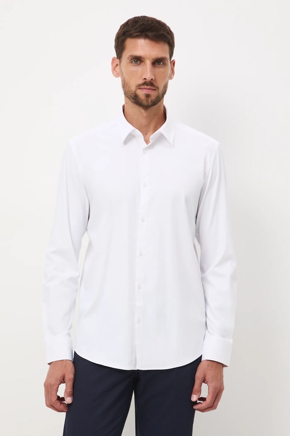 Koszula męska z kołnierzykiem klasycznym gładka RW25-KDM090 biały RW25
