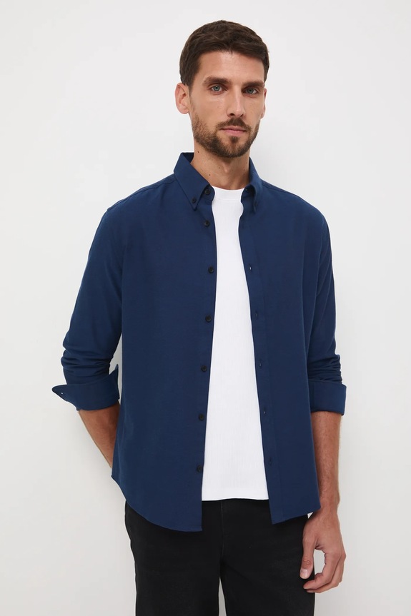 Koszula męska z kołnierzykiem button-down RW25-KDM093 granatowy RW25