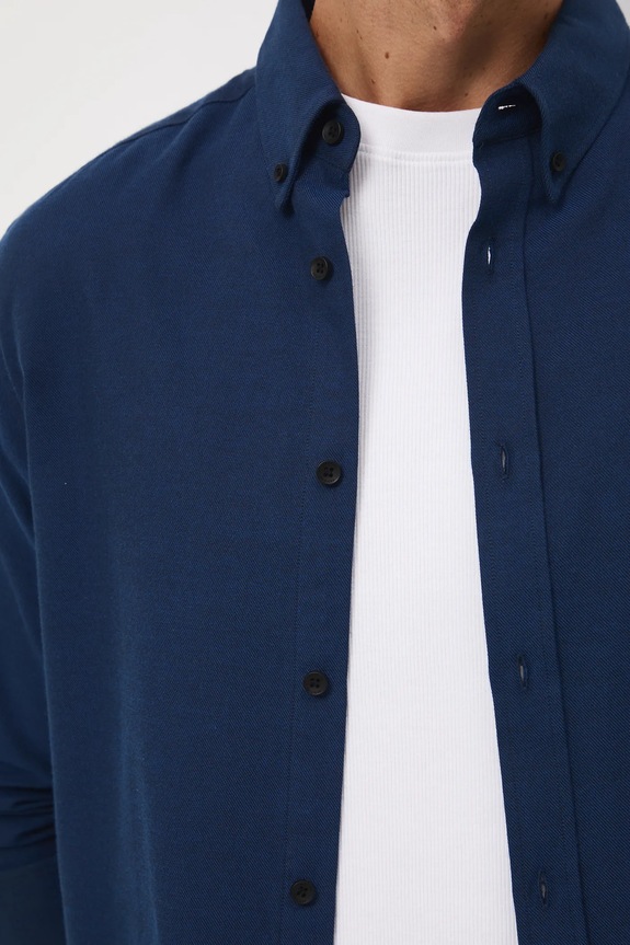 Koszula męska z kołnierzykiem button-down RW25-KDM093 granatowy