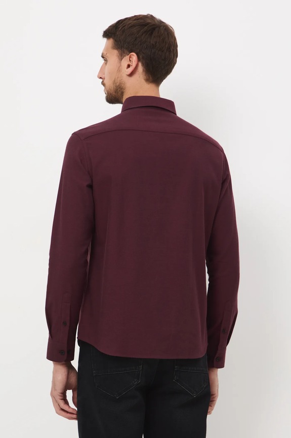 Odzież Koszula męska z kołnierzykiem button-down RW25-KDM093 bordowy