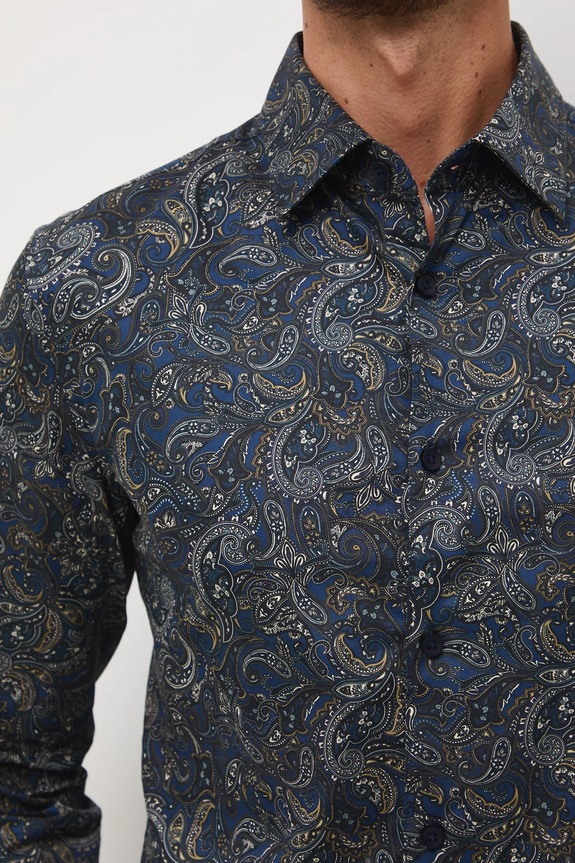Koszula męska z kołnierzykiem klasycznym wzorzysta RW25-KDM096 multicolor