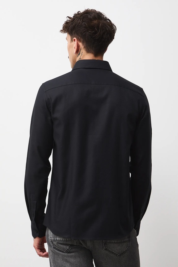 Oblečenie Košeľa s klasickým golierom bez vzoru RW25-KDM0B5 čierna