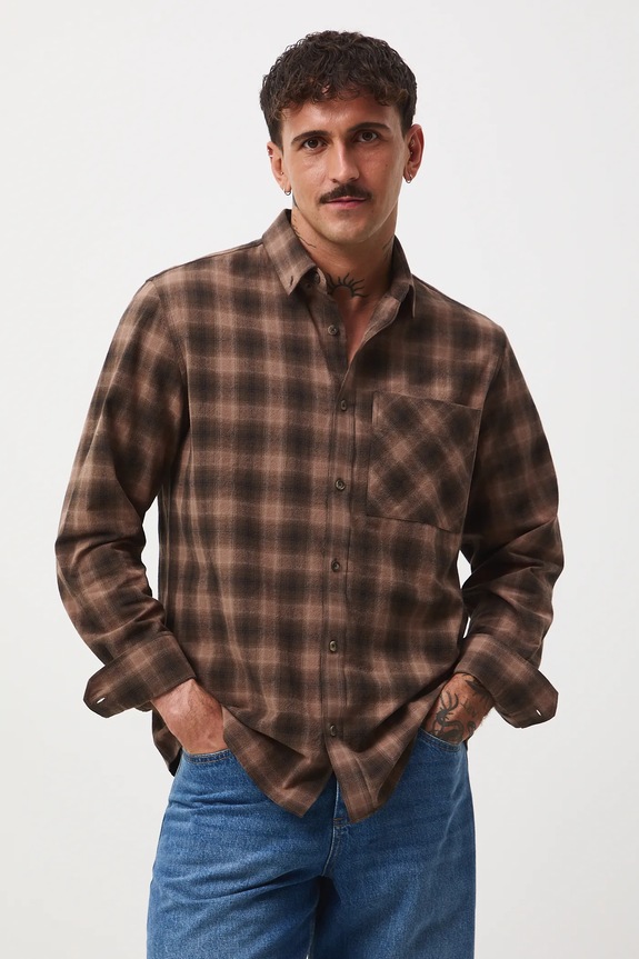 Koszula bawełniana męska z kołnierzykiem button-down w kratę wzorzyste multicolor RW25-KDM409