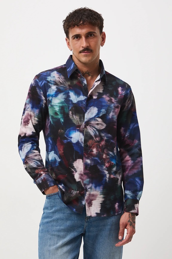 Koszula bawełniana męska żakardowa wzorzysta wzorzyste multicolor RW25-KDM501