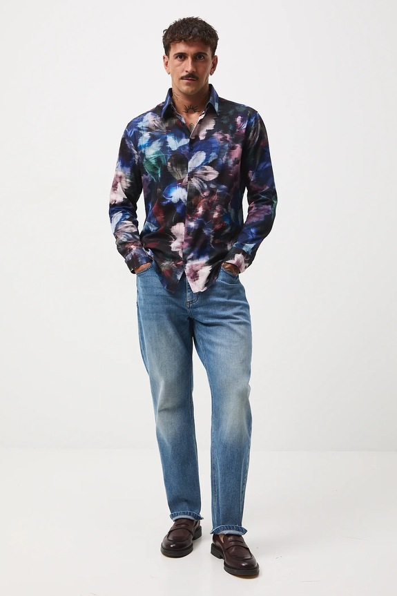 Koszula bawełniana męska żakardowa wzorzysta RW25-KDM501 multicolor RW25