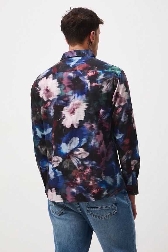 Odzież Koszula bawełniana męska żakardowa wzorzysta RW25-KDM501 multicolor