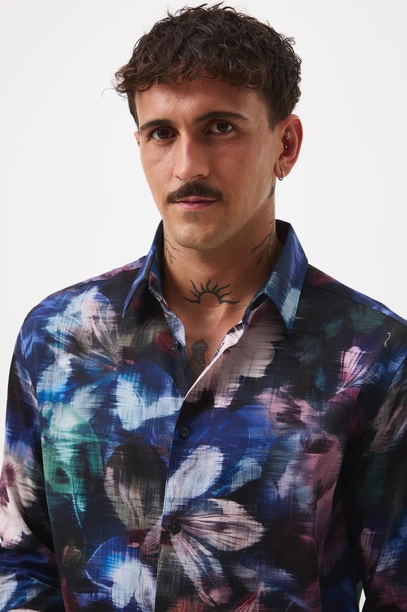 Koszula bawełniana męska żakardowa wzorzysta multicolor RW25-KDM501