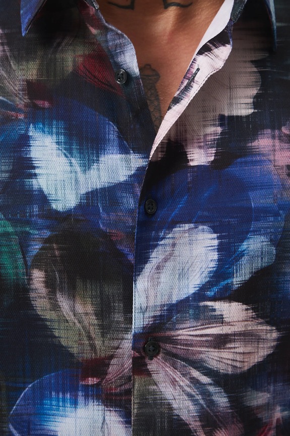 Koszula bawełniana męska żakardowa wzorzysta RW25-KDM501 multicolor