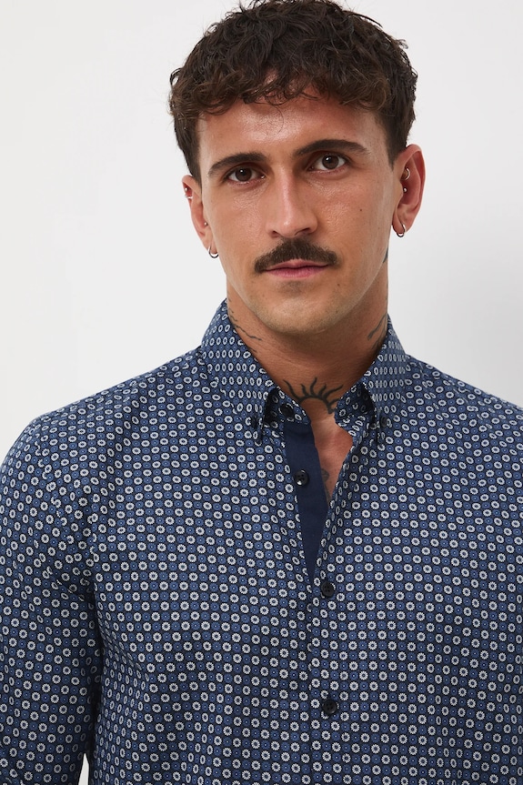 Odzież Koszula bawełniana męska z kołnierzykiem button-down RW25-KDM502 multicolor