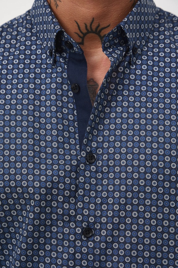 Koszula bawełniana męska z kołnierzykiem button-down multicolor RW25-KDM502