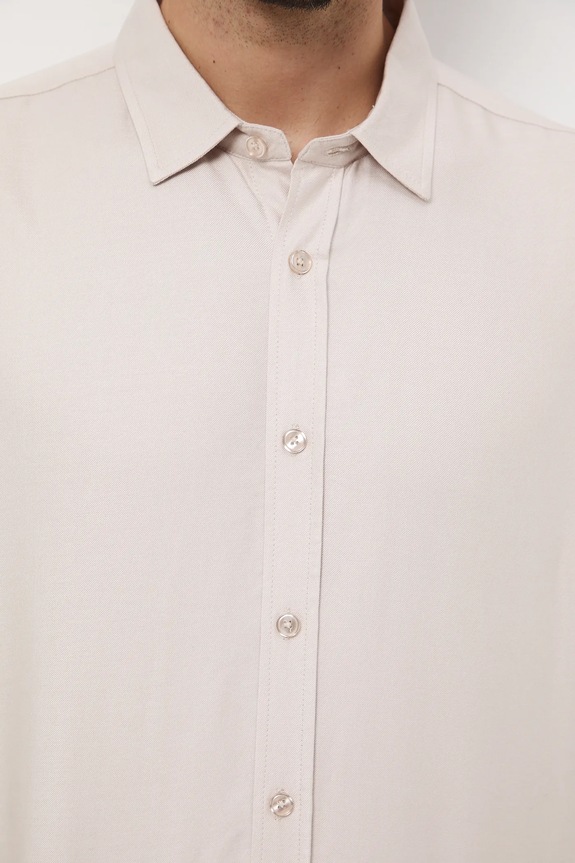 Košeľa s klasickým golierom bez vzoru RW25-KDM600 béžová