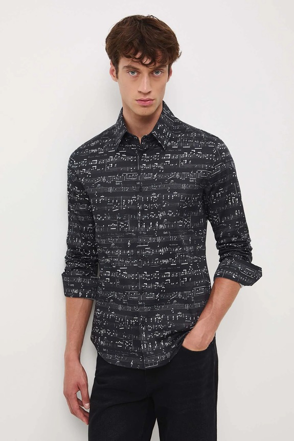 Odzież Koszula bawełniana męska z elastanem z kolekcji Narodowy Instytut Fryderyka Chopina x Medicine RW25-KDM755 czarny