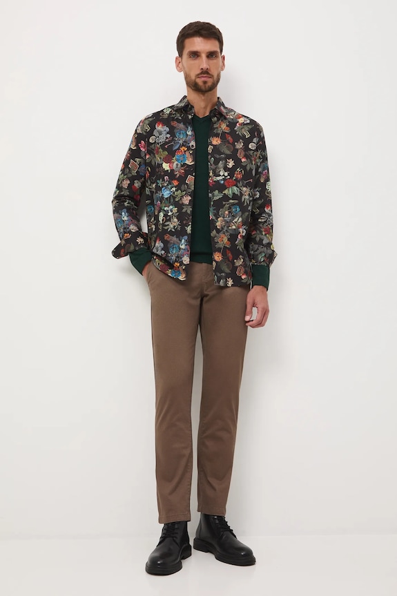 Koszula bawełniana męska z kołnierzykiem klasycznym wzorzysta RW25-KDM906 multicolor RW25
