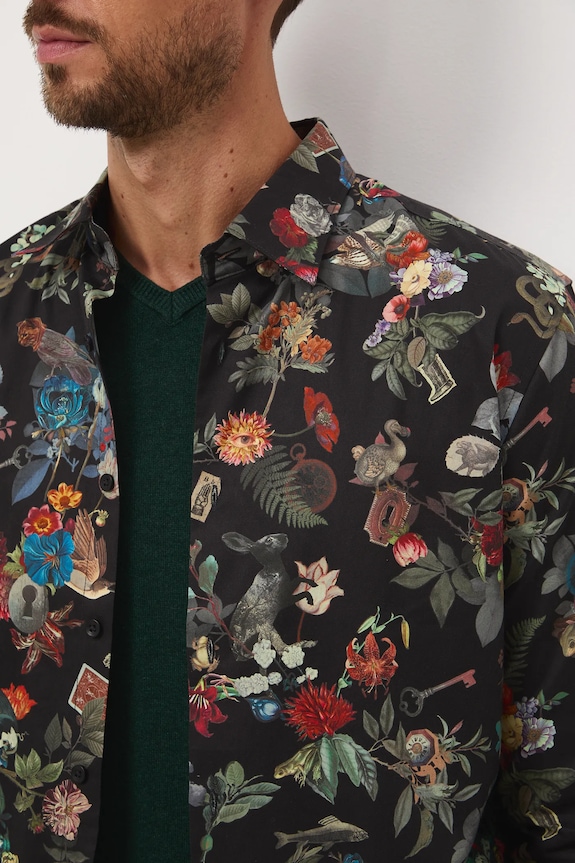 Koszula bawełniana męska z kołnierzykiem klasycznym wzorzysta RW25-KDM906 multicolor