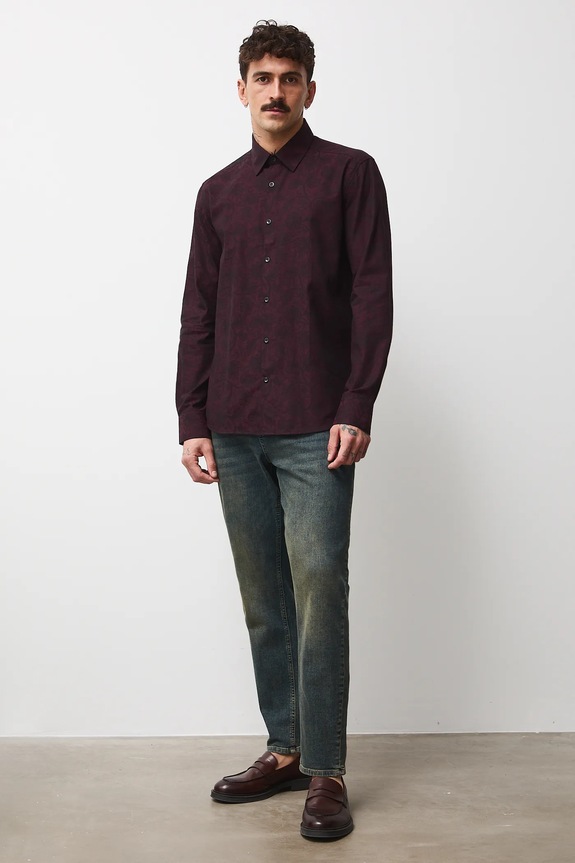 Medicine camicia in cotone RW25-KDMB21 granata RW25