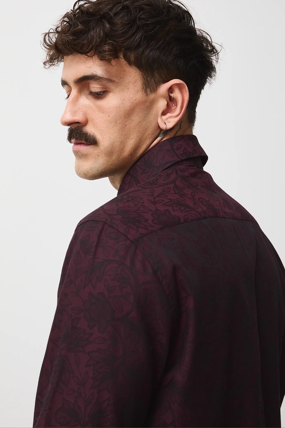 Medicine camicia in cotone regolare granata RW25-KDMB21