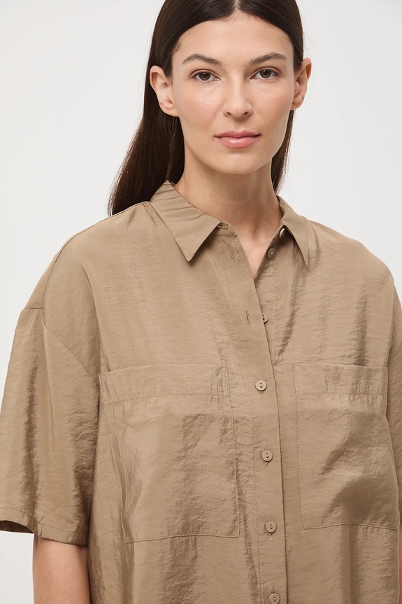 Koszula damska gładka z modalem beżowy RW25-KKD103