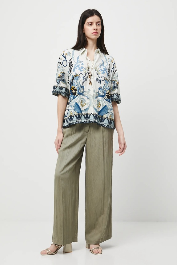 Košile s příměsí lnu dámská se vzorem RW25-KKD301 vícebarevná RW25