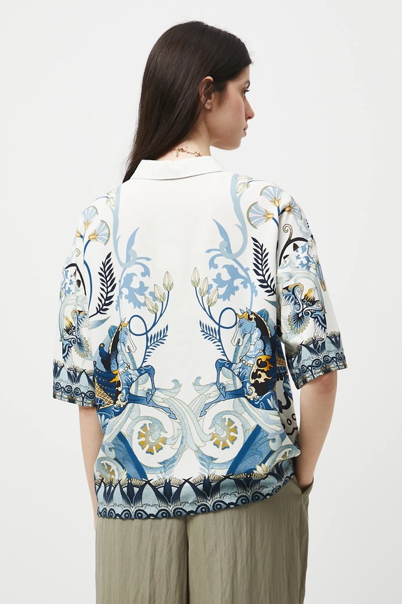 Oblečení Košile s příměsí lnu dámská se vzorem RW25-KKD301 vícebarevná