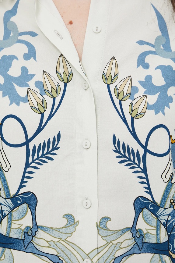 Košile s příměsí lnu dámská se vzorem RW25-KKD301 vícebarevná