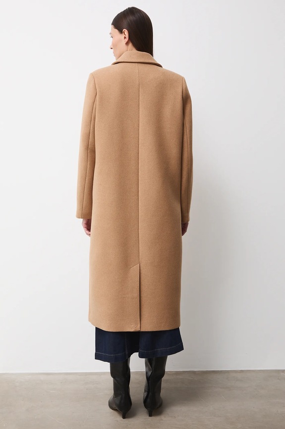 Oblečenie Kabát s prímesou vlny bez vzoru RW25-KPD600 béžová