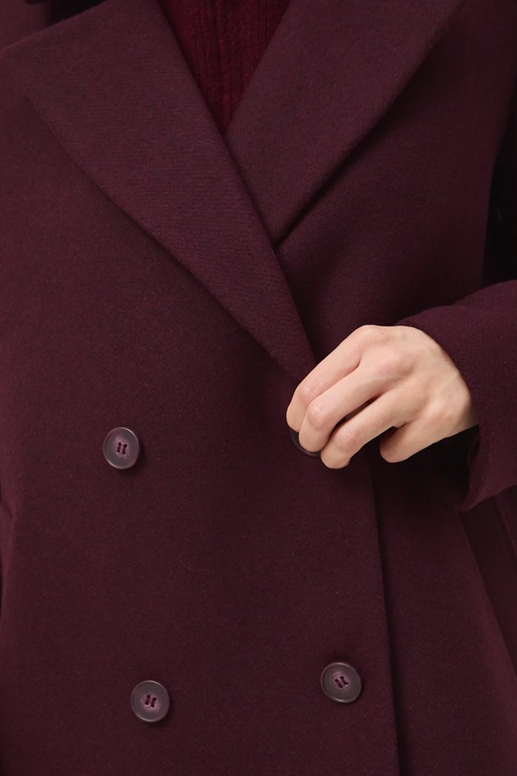 Płaszcz z domieszką wełny damski gładki RW25-KPD600