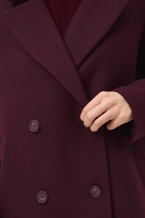 Płaszcz z domieszką wełny damski gładki RW25-KPD600