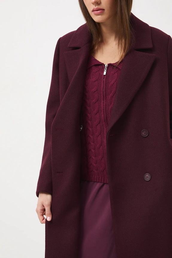 Płaszcz z domieszką wełny damski gładki RW25-KPD600