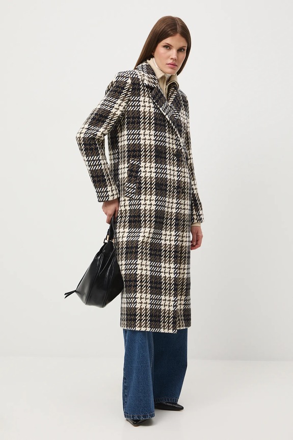 Oblečenie Kabát s prímesou vlny dvojradové, kárované RW25-KPD609 viacfarebná