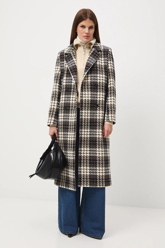Kabát s prímesou vlny dvojradové, kárované s podšívkou viacfarebná RW25-KPD609