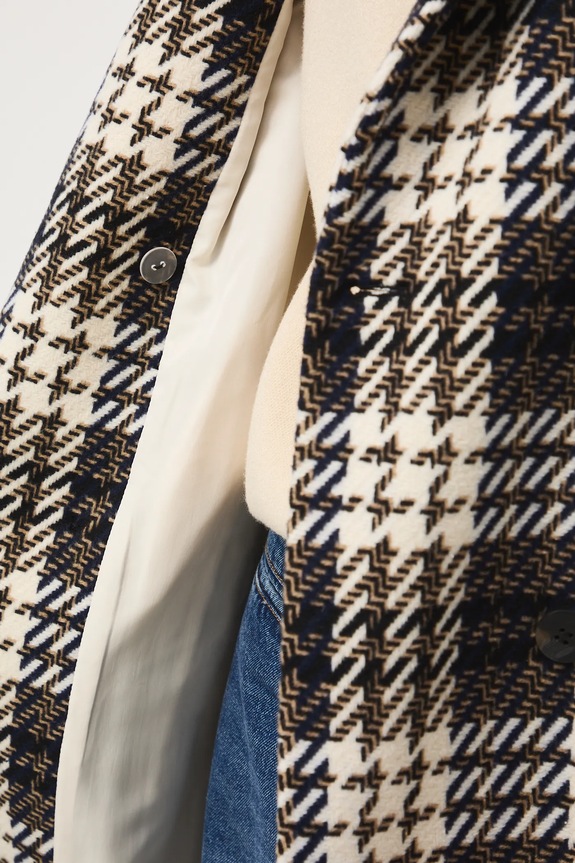 Kabát s prímesou vlny dvojradové, kárované RW25-KPD609