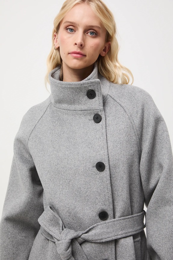 Płaszcz z wełną damski gładki RW25-KPD702