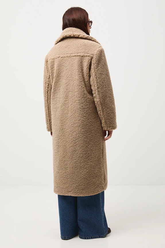 Odzież Płaszcz damski ze sztucznego futerka RW25-KPD902 brązowy