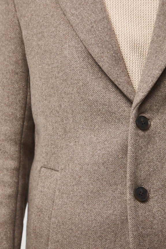 Płaszcz z domieszką wełny męski RW25-KPM501 beżowy