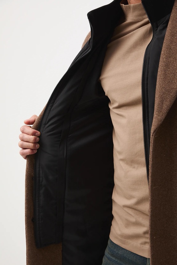 Płaszcz z domieszką wełny męski melanżowy RW25-KPM506