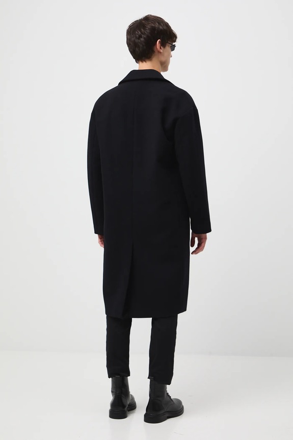 Odzież Płaszcz z domieszką wełny męski gładki RW25-KPM507 czarny