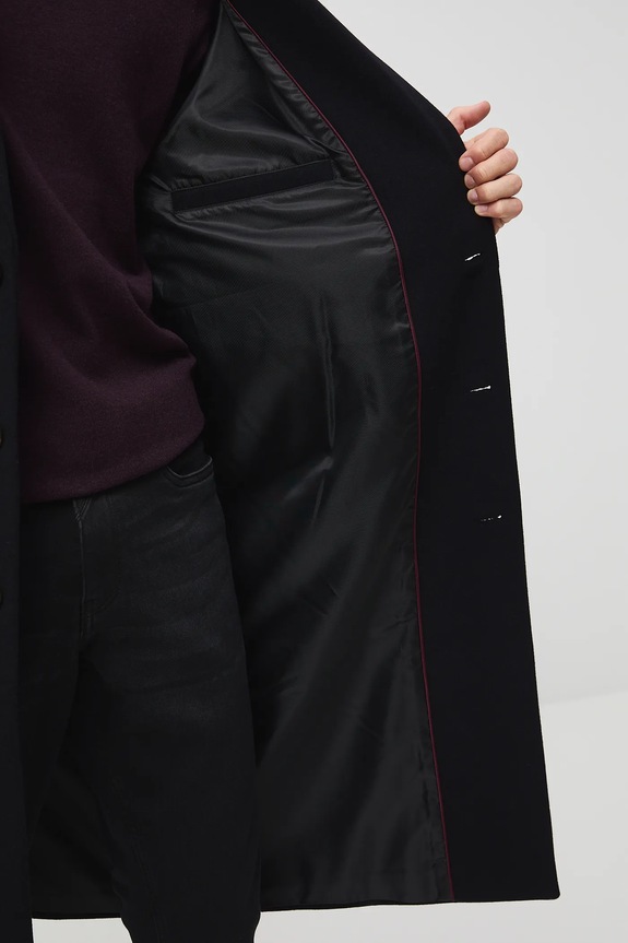 Płaszcz z domieszką wełny męski gładki RW25-KPM507