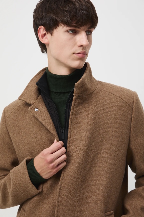 Kabát z vlny hnedá RW25-KPM510