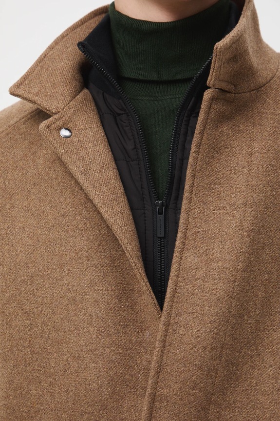 Kabát z vlny RW25-KPM510 hnedá