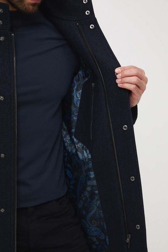 Płaszcz z wełną męski melanżowy RW25-KPM604