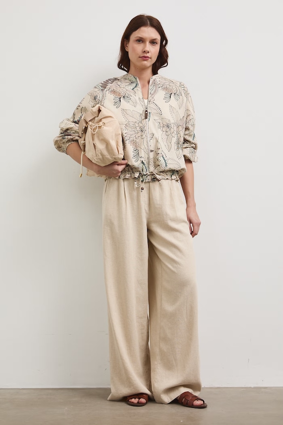 Kurtka bomber z lnem damska wzorzysta RW25-KUD101 multicolor RS26