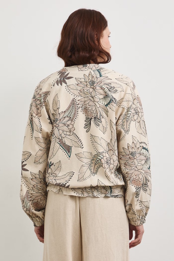 Odzież Kurtka bomber z lnem damska wzorzysta RW25-KUD101 multicolor