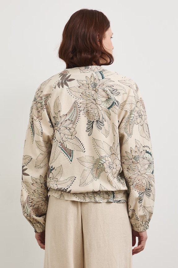 Odzież Kurtka bomber z lnem damska wzorzysta RW25-KUD101 multicolor