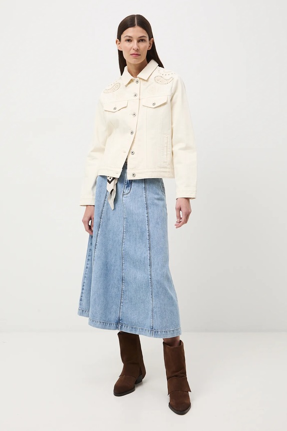 Kurtka damska jeansowa RW25-KUD104 beżowy RS26